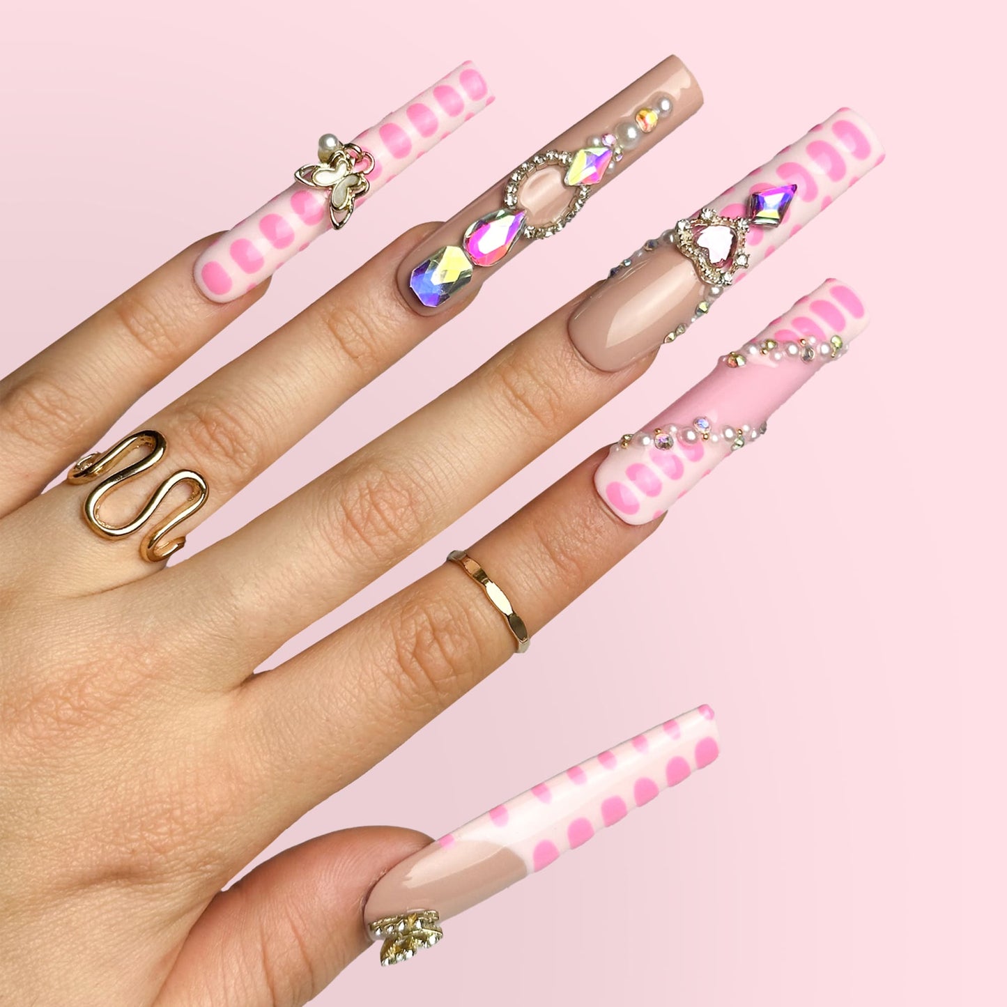 Princess Sparkle Handmade Square Nails